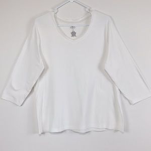 St. John’s Bay White 3/4 Length Sleeve Top /  Tee